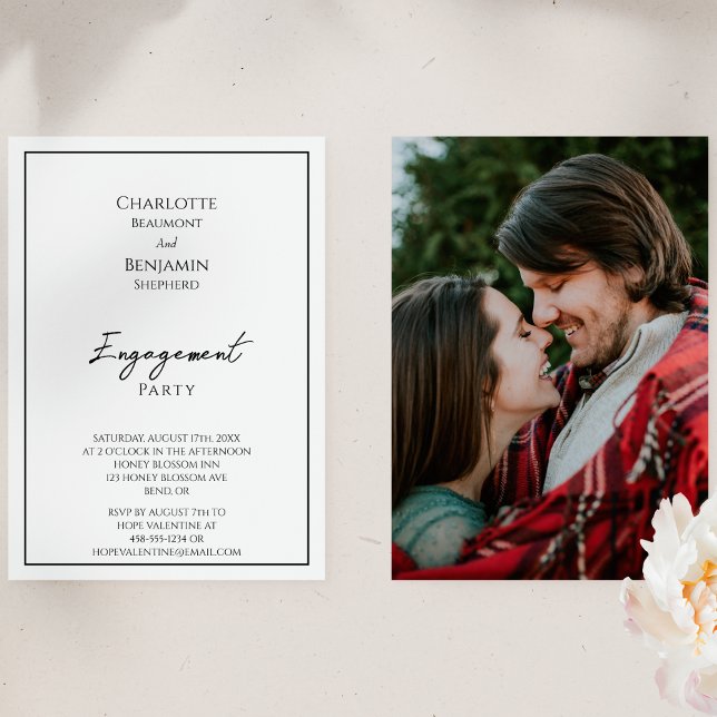 Simple Minimalist Photo Engagement Party Invitation (Creator Uploaded)