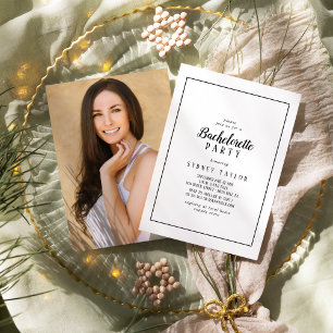 Simple Minimalist Photo Frame Bachelorette Party Invitation