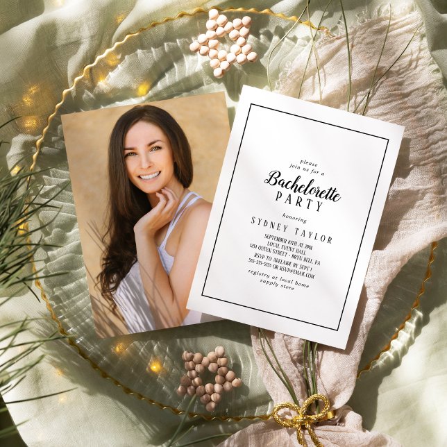 Simple Minimalist Photo Frame Bachelorette Party Invitation (Creator Uploaded)