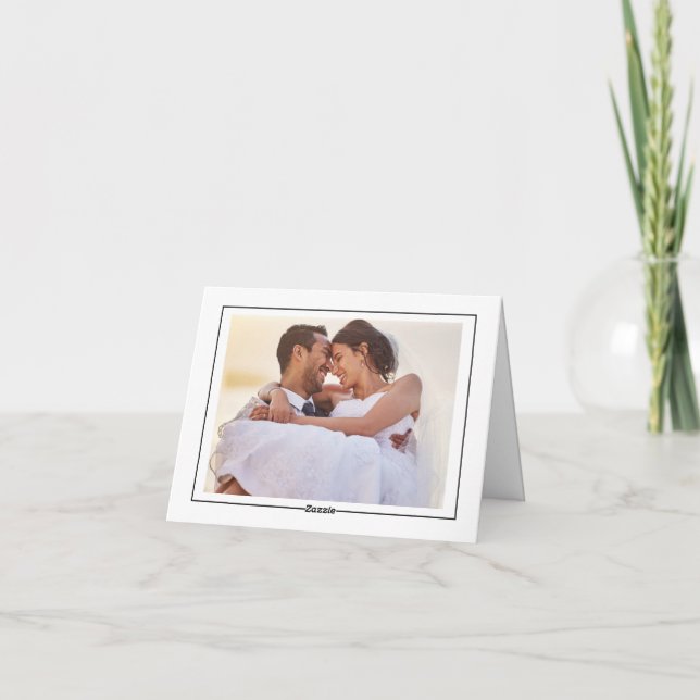 Simple Minimalist Photo Frame Wedding Thank You Card (Back)