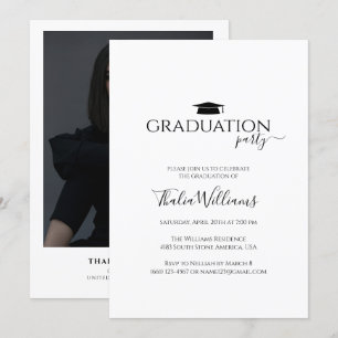 Simple Minimalist Photo Graduation Party Invitation