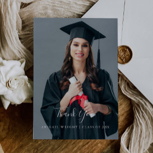 Simple Minimalist Photo Graduation Thank You Postcard