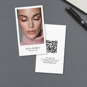 Simple Minimalist Photo Makeup Artist Beauty Hair Business Card