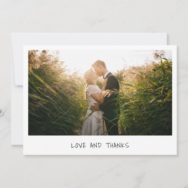 Simple Minimalist Photo Modern Wedding Thank You Card (Front)