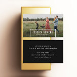 simple minimalist photo photographer business card<br><div class="desc">Customise with your own photo and edit the backer colour and text as desired. Dark gradient overlay is optional.</div>