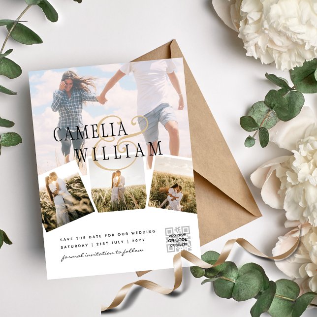 Simple Minimalist PHOTO QR CODE Save The Date Invi Invitation (Creator Uploaded)