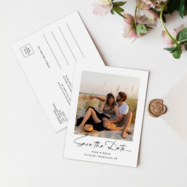 Simple Minimalist Photo Save the Date Announcement Postcard (Creator Uploaded)
