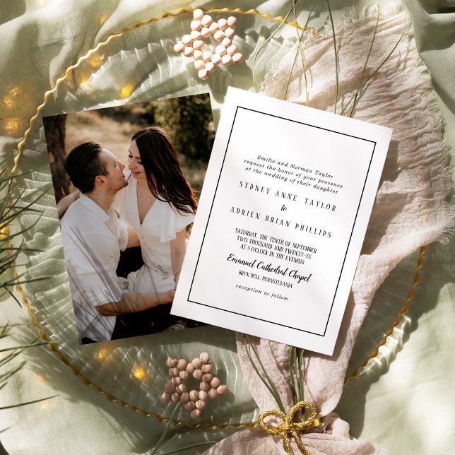 Simple Minimalist Photo Traditional Frame Wedding Invitation (Creator Uploaded)