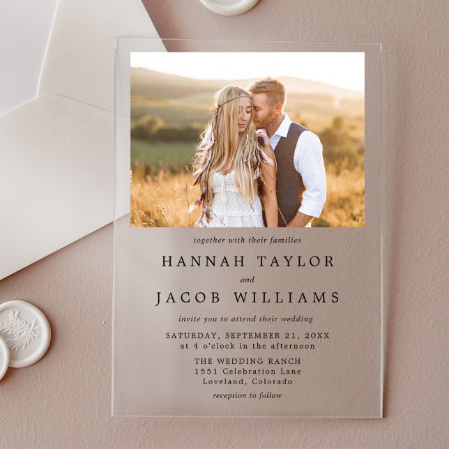 Simple Minimalist Photo Wedding Acrylic Invitations (Creator Uploaded)