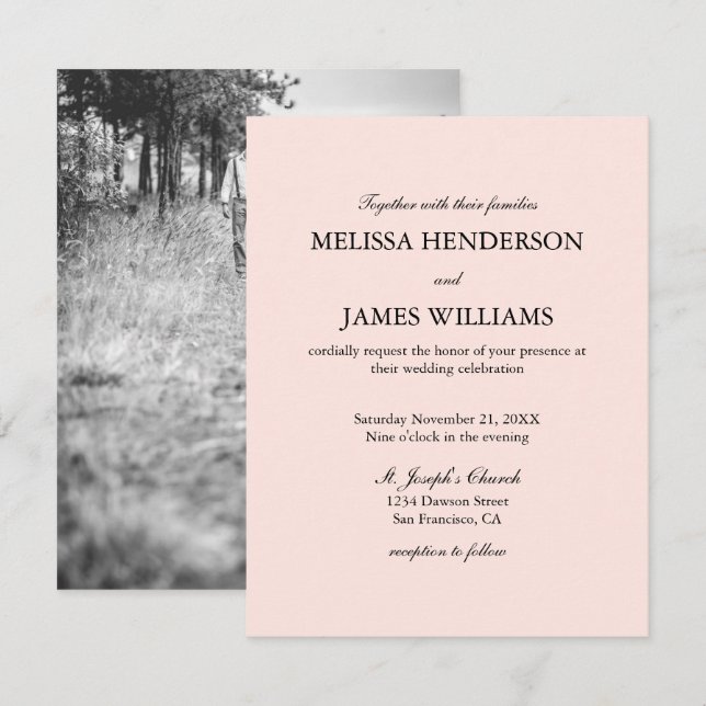 Simple Minimalist Photo Wedding Invitation (Front/Back)
