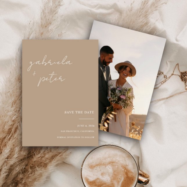 Simple Minimalist Photo Wedding Save The Date Invitation (Creator Uploaded)