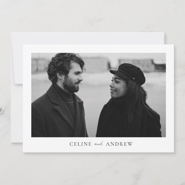 Simple Minimalist Photo Wedding  Thank You Card (Front)