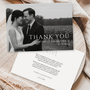 Simple Minimalist Photo Wedding Thank You Card