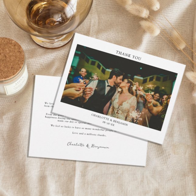 Simple Minimalist Photo Wedding Thank You Card (Creator Uploaded)
