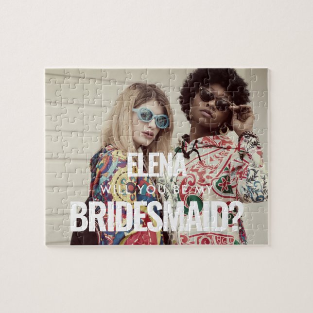 Simple minimalist photo Will you be my bridesmaid Jigsaw Puzzle (Horizontal)