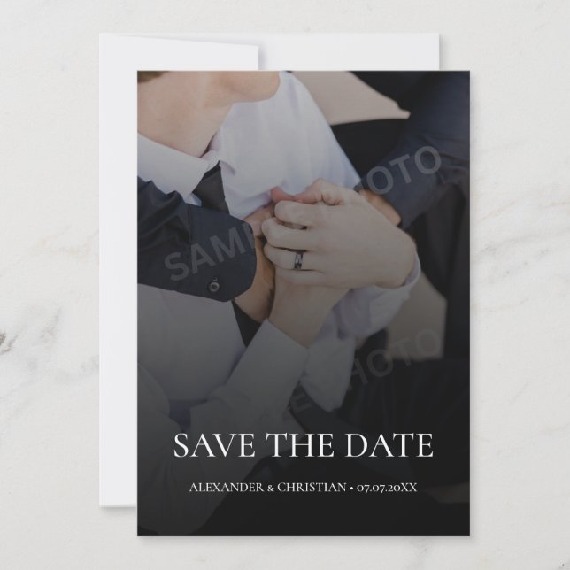 Simple Minimalist Photo with QR Code Wedding Save The Date (Front)