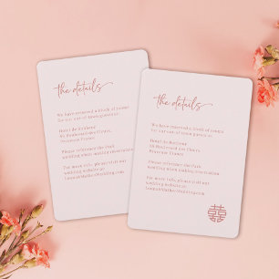 Simple Minimalist Pink Chinese Wedding Detail   Invitation