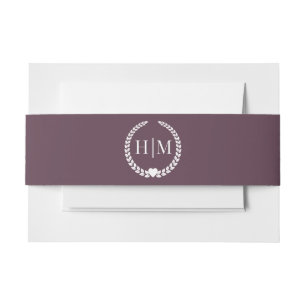 Simple Minimalist Plum Purple Monogram Invitation Belly Band