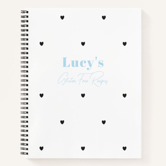 Simple Minimalist Pretty Heart Blank Recipe Notebook (Front)