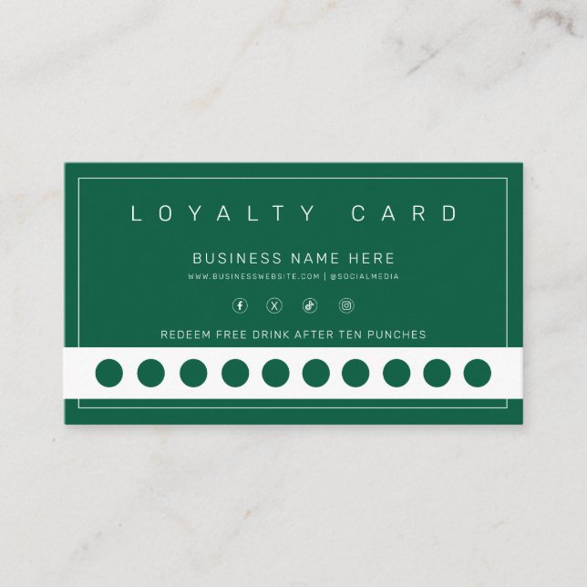 Simple Minimalist Punch Style Reward Program Loyal Loyalty Card (Front)