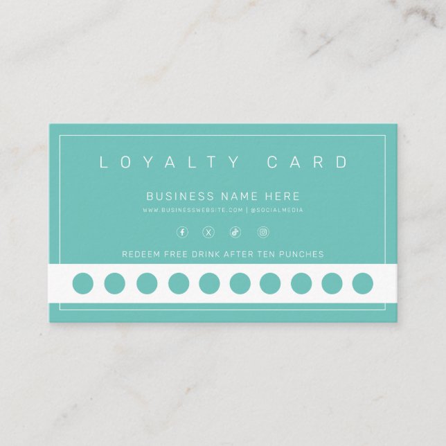 Simple Minimalist Punch Style Reward Program Loyal Loyalty Card (Front)