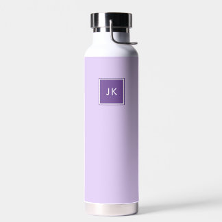 Simple Minimalist Purple Monogram Initials Water Bottle