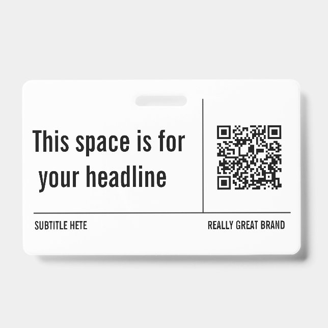  Simple Minimalist QR Code Custom Professional  ID Badge (Front)