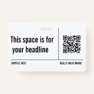 Simple Minimalist QR Code Custom Professional ID Badge