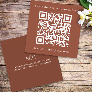Simple Minimalist QR Code Square Terracotta RSVP Enclosure Card