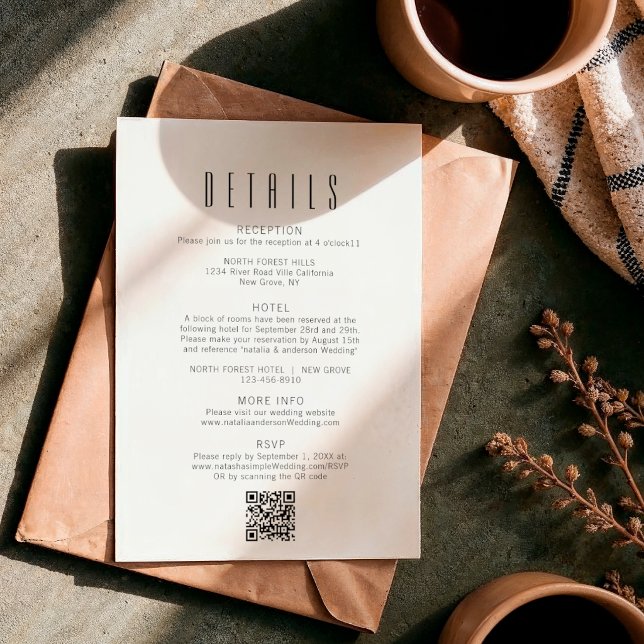 Simple Minimalist Qr Code Wedding Details Enclosure Card (Creator Uploaded)