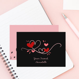 Simple Minimalist Red and Pink Heart Valentines  Card