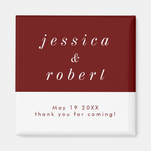 Simple Minimalist Red and White Wedding Magnet