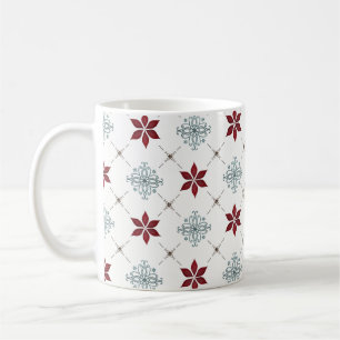 Simple Minimalist Red Blue Star Pattern Coffee Mug