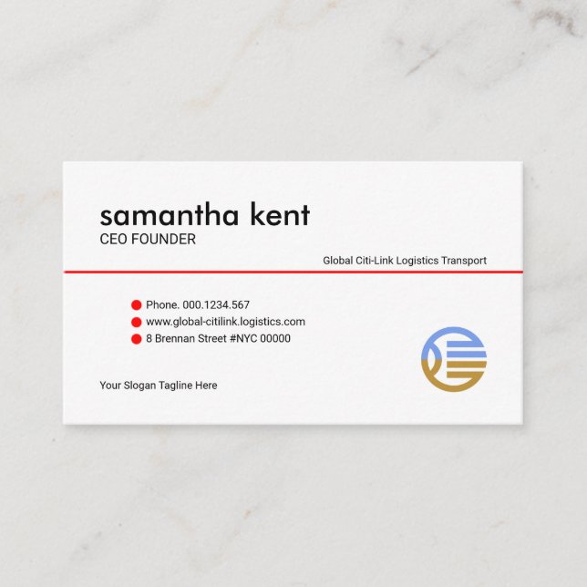 Simple Minimalist Red Line Buttons Founder CEO Business Card (Front)
