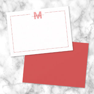 Simple Minimalist Red Name Monogram Card