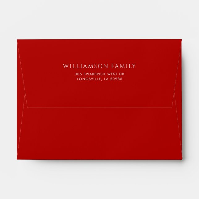 Simple Minimalist Return Addressed Custom Envelope (Back (Top Flap))