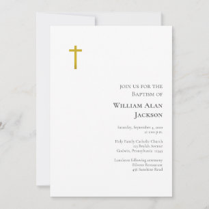 Simple Minimalist Roman Catholic Baptism Invitation