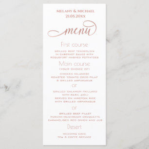Simple minimalist romantic rose gold calligraphy menu