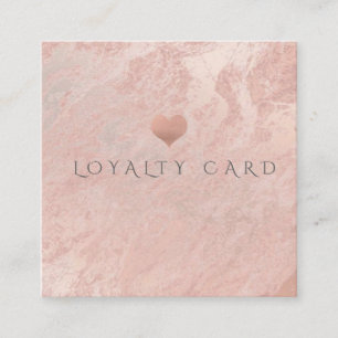 Simple minimalist rose gold marble heart loyalty card