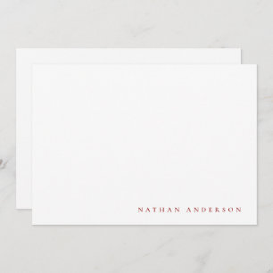 Simple Minimalist Ruby Red Correspondence  Card