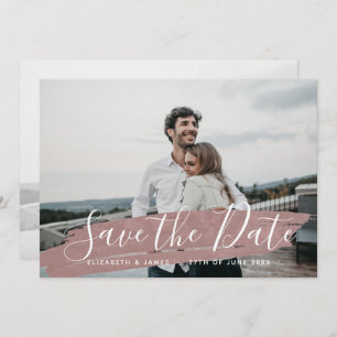 Simple Minimalist Rustic Pink Save The Date