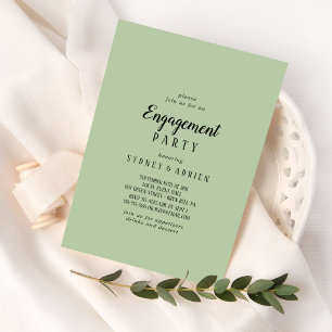 Simple Minimalist Sage Engagement Party Invitation
