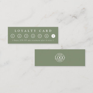 Simple Minimalist Sage Green Business Logo Salon Loyalty Card