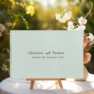 Simple minimalist sage green classic wedding  guest book