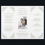 Simple Minimalist Sage Green Photo Wedding Program<br><div class="desc">Elegant photo wedding program features a minimalist design with a delicate floral border,  perfectly suited for formal weddings. The classic typography and customisable text make it a timeless choice for couples seeking sophisticated,  personalised wedding stationery.  For customisation or additional products featuring this design,  please feel free to contact me.</div>