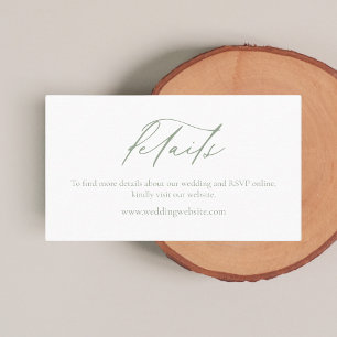 Simple Minimalist Sage Green Wedding Details Business Card