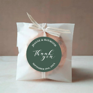 Simple Minimalist Sage Green Wedding Favour Classic Round Sticker
