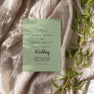 Simple Minimalist Sage Informal Wedding Invitation