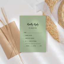 Simple Minimalist|Sage Menu Choice RSVP Card