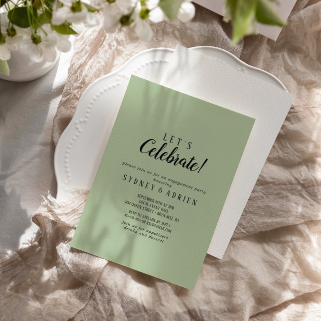 Simple Minimalist|Sage Photo Let's Celebrate  Invitation (Creator Uploaded)